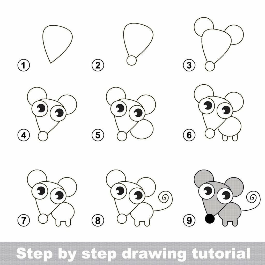 Zeichnen lernen für Kinder mit einer Anleitung zum Zeichnen einer Maus